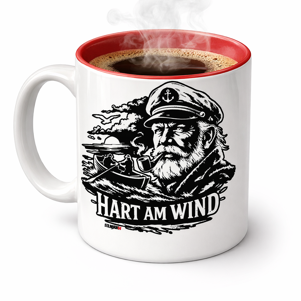 Kaffeetasse „Hart am Wind“