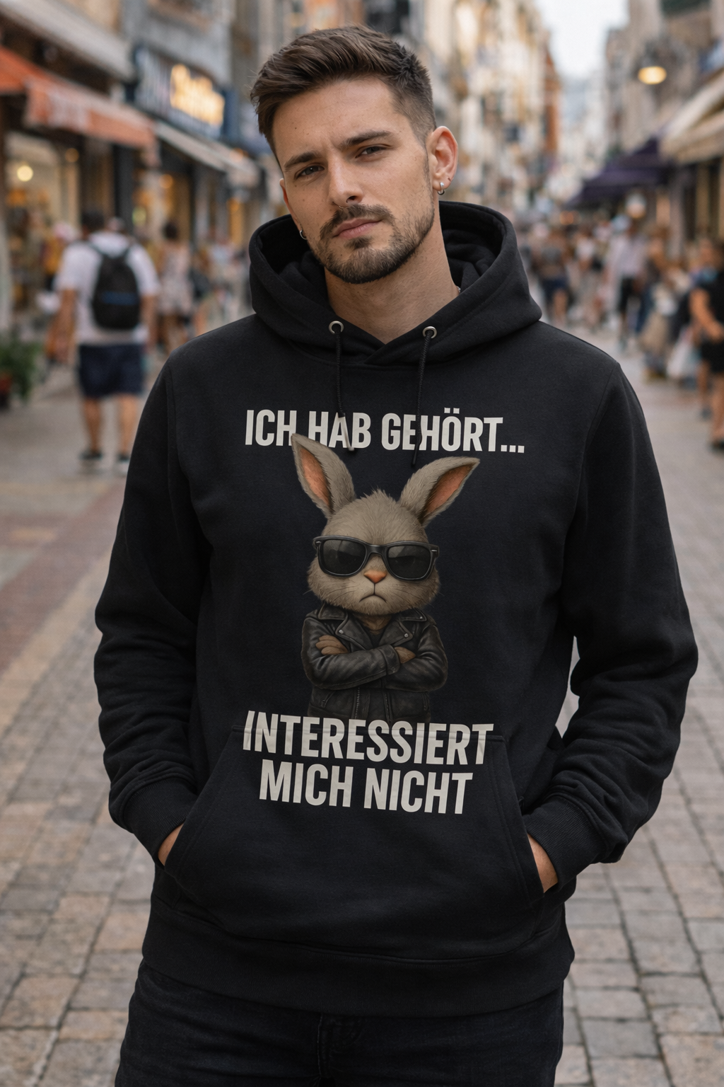 ICH HAB GEHÖRT… – Hoodie mit Hasen-Motiv