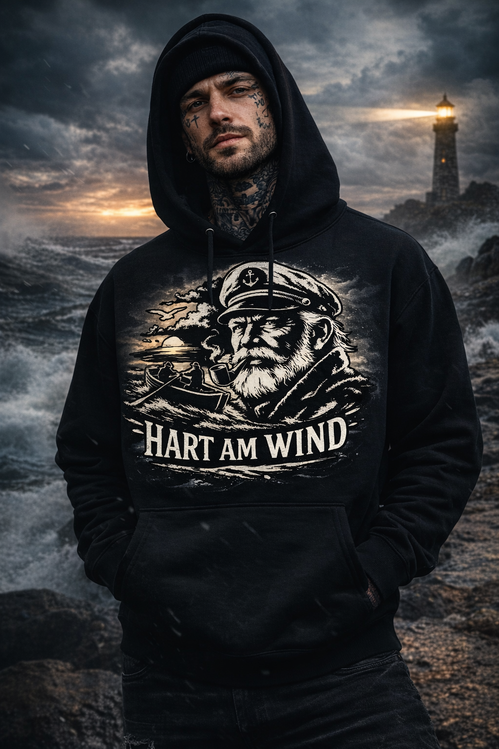 HART AM WIND – Hoodie | Küste. Sturm.