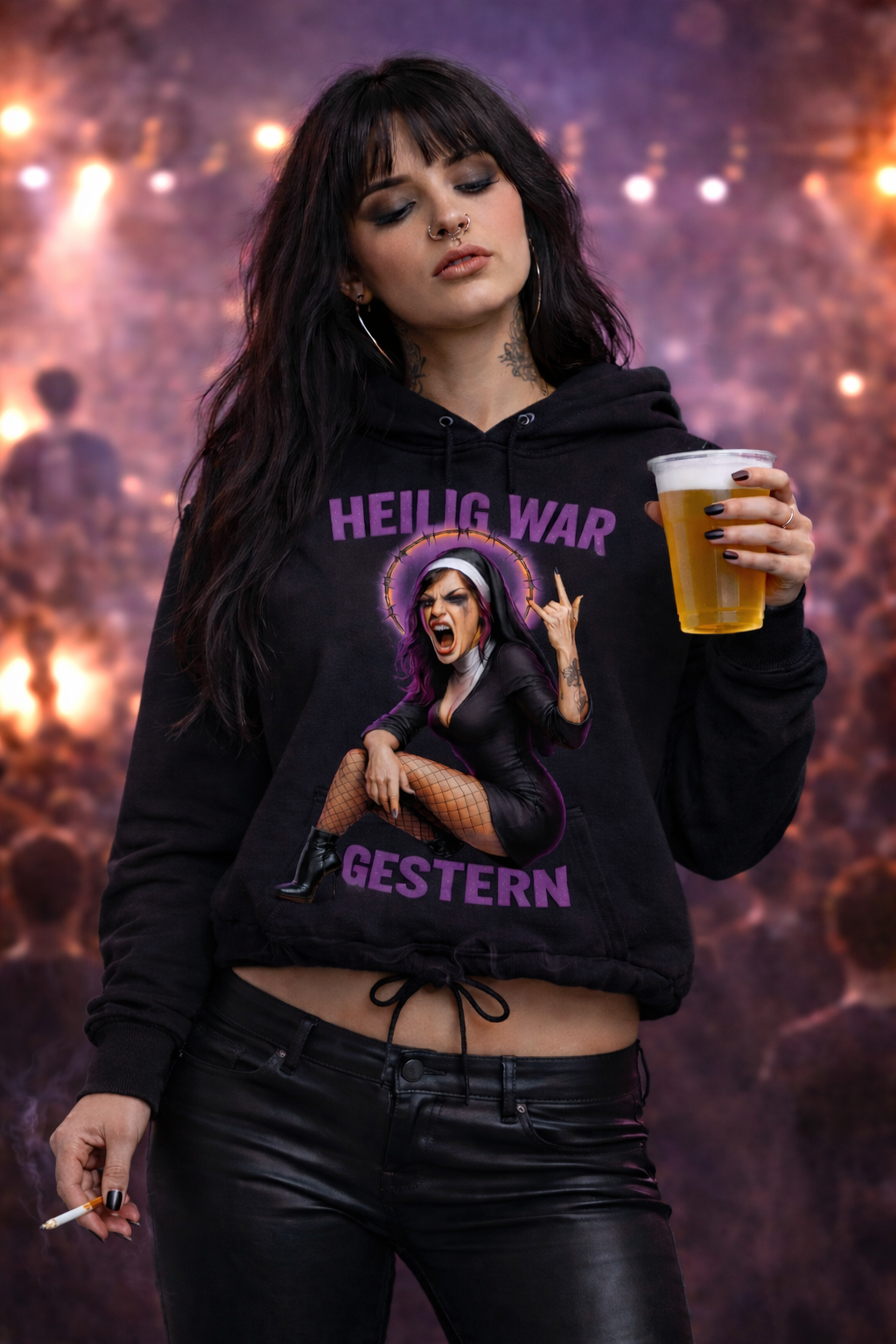 HEILIG WAR GESTERN – Cropped Hoodie