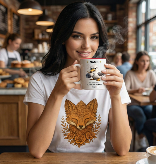 Personalisierte Tasse „Der frühe Vogel … kann mich mal!“
