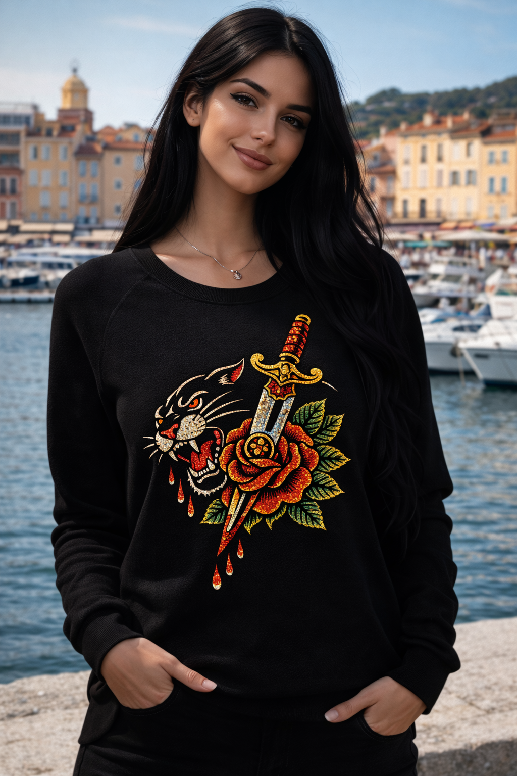 Oldschool Tattoo Sweatshirt – Glitzerprint Edition