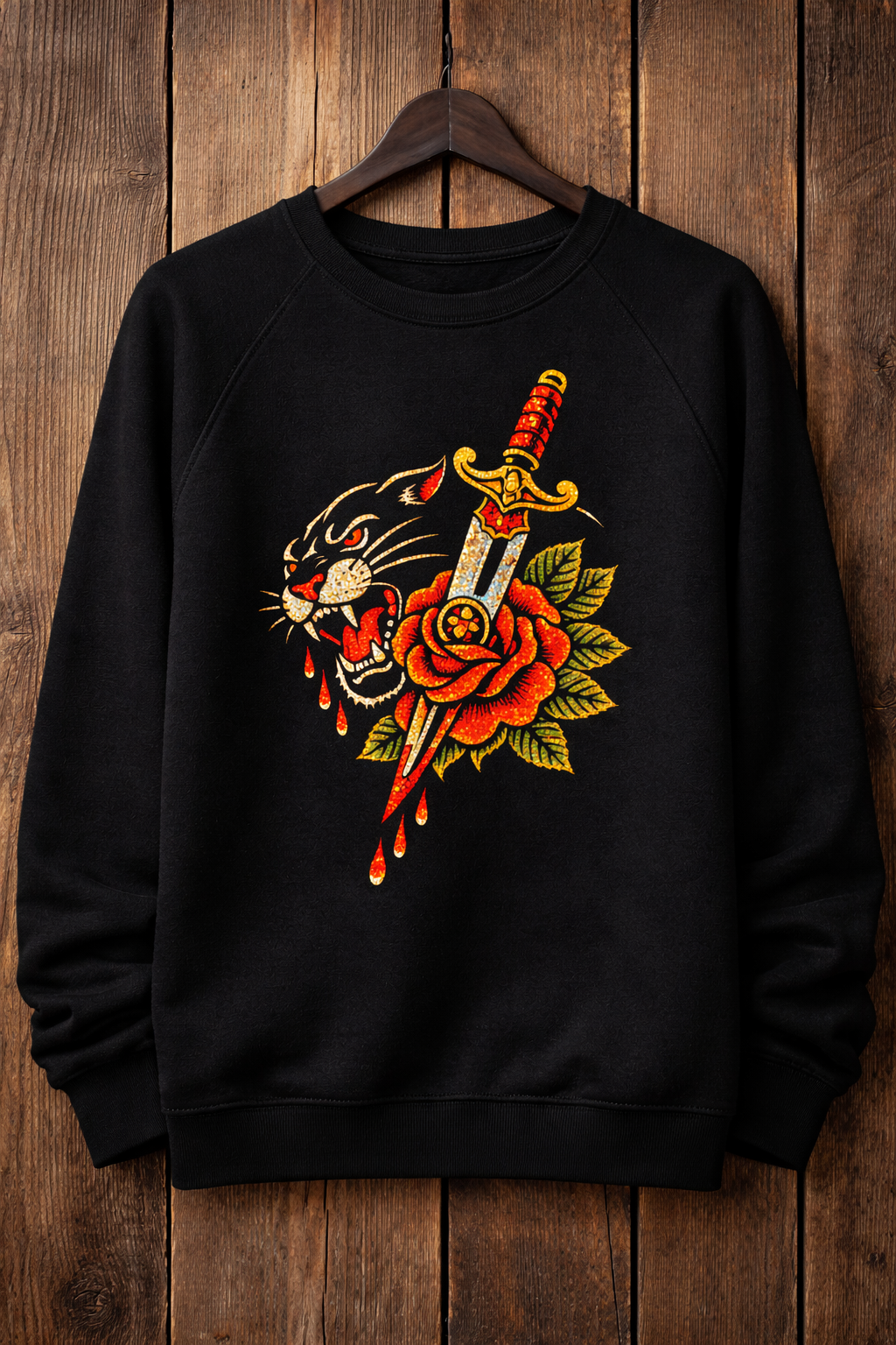 Oldschool Tattoo Sweatshirt – Glitzerprint Edition