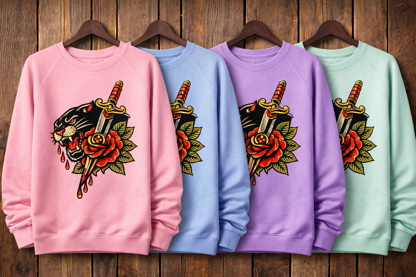 Oldschool Tattoo Sweatshirt – Glitzerprint Edition